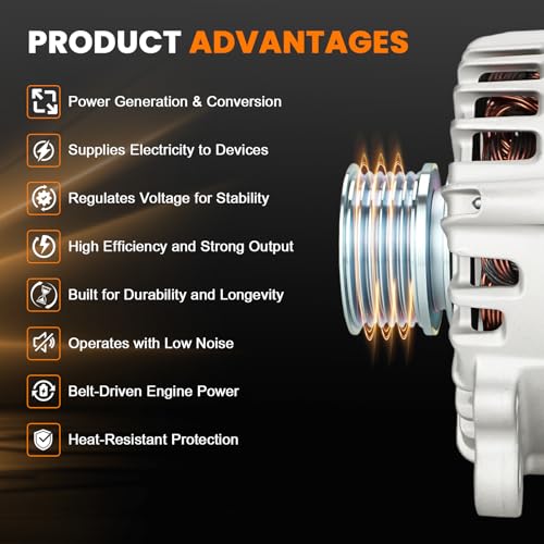 Image of Alternator 12V 220Amp Compatible with Audi Q7 2013 2014 2015 V6 3.0L GAS Supercharged, Replace 11821, FG23S065, 06E903023B, 6E903023B, A3123, 439816, 440470, 6-Groove Clutch Pulley