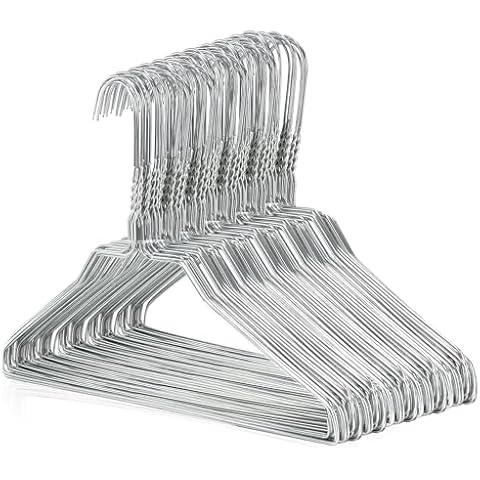 Hangerworld - 50 Teeneager Silver Metal Wire Hangers Petite Small Sizes- 38cm Cover