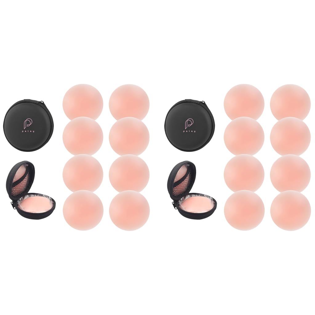 PALAY® 4 Pairs Nipple Covers Silicone Pasties for Breast Breathable Reusable Adhesive Pad Invisible Cover for Evening Gown Party Dress Off Shoulder Dress 2 PCS-image-20