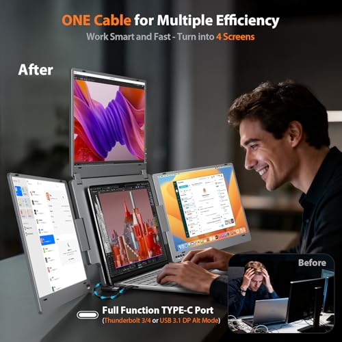 Image of Laptop Screen Extender Monitor Portable, 15.6 inch Quad Portable Monitor X90G