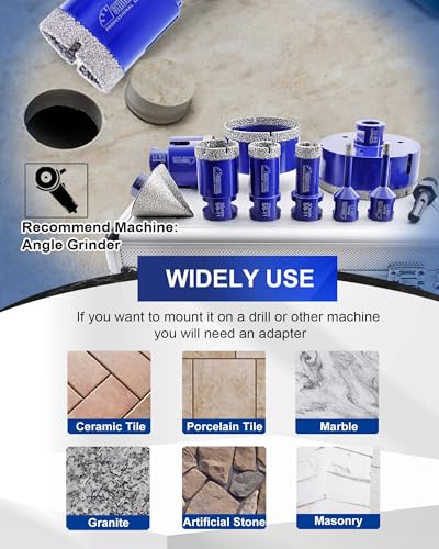 Image of SHDIATOOL Diamond Tile Drill Bits Set,Porcelain Hole Saw, Cutter for Marble Ceramic Granite 10pieces(6 /6 /20 /25 /35 /50 /75 /100mm /2 inch)
