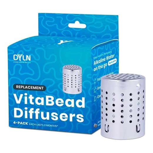 DYLN VitaBead Diffuser | Creates Hydrogen-Rich, pH 9+ Alkaline Antioxidant Water | Replacement for DYLN Bottle | Natural Mineral Ionized Hydrogen Generator for Delicious Tasting Water | 4-Pack