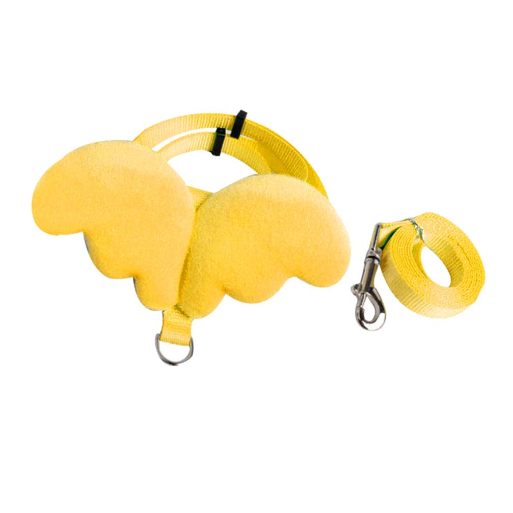 balacoo Small Animal Harness Safety Walking Vest and Leash Set - Adorable Angel Wings Design Adjustable Leashes Comfort Padded Vest Suit for Guinea Pig Hamster Rabbit Chinchilla Size (Yellow)