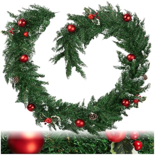 tectake® Weihnachtsgirlande mit Kugeln, Beeren und Tannenzapfen,...