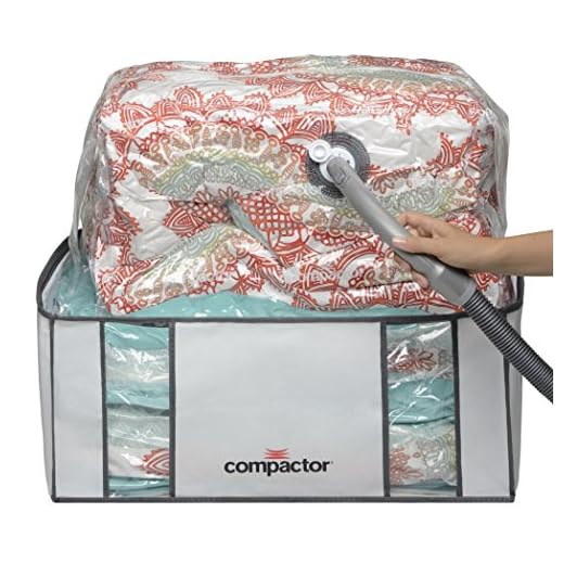 Compactor Space Saver Vacuum Storage Solution Vacuum Bag to protect Clothes, Pillows, Duvets, Comforters, Blankets (XXL (26"x20"x11"), Classic White)