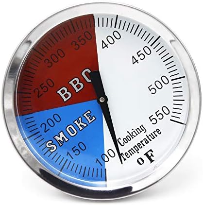 Hongso 3 1/8 Inch Barbecue Charcoal Grill Smoker Temperature Gauge Pit BBQ Thermometer Fahrenheit and Heat Indicator for Pit Boss,Meat Cooking Port Lamb Beef, Stainless Steel Temp Gauge 3-550