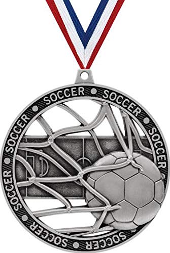 Crown Awards 3" Soccer Medals, Massive Rimz Soccer Silver Medal Award Prime