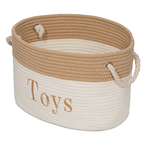 Image of Toy Basket - 15 x 11 x 9 Toy Storage Bin - Embroidered Storage Bins - Tote Bin for Nursery, Playroom, Living Room, Classroom (Toy Bin)
