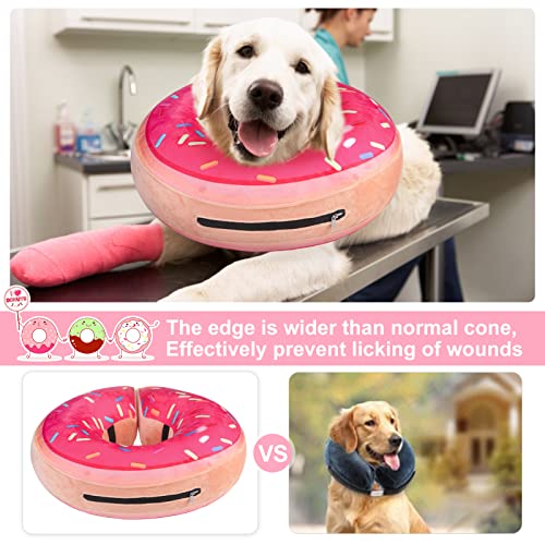 Image of BEAUTYZOO Dog Cone Alternative After Surgery for Large Medium Small Dogs, Soft Inflatable Cone Collar for Dogs Cats, Dog Neck Donut E Collar Dogs Recovery Collar to Stop Licking, Strawberry Pink, XL
