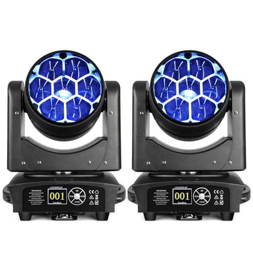 BETOPPER Moving Head Light 7x40W RGBW Beam/Wash/Zoom/CTO Effect Bee Eye LED Stage Lighting Spot Lights with Sound Activated for DJs, Bars, Christmas, and Home Party Lighting,2 Packs