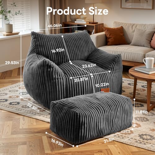 Image of Giant Bean Bag Chair, Oversized Bean Bag Couch for Adults