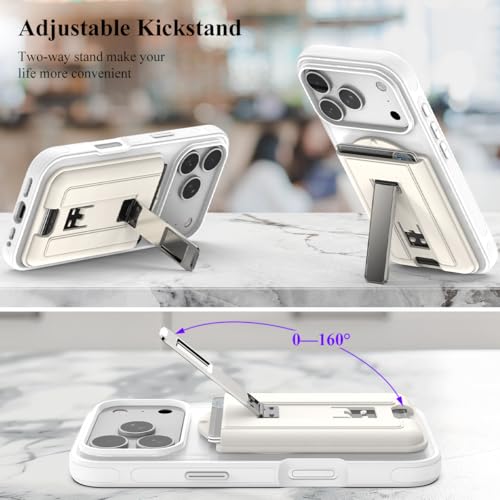 Image of Nvollnoe for iPhone 17 Pro Case with Card Holder & Screen Protector, Compatible with Magsafe, Built-in Kickstand, Detachable Magnetic Wallet Case for iPhone 17 Pro(Clear)