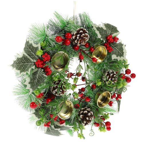ERINGOGO Christmas Candle Wreath Xmas Pillar Candle Ring Realistic Pine Needles Home Decor Merry Christmas