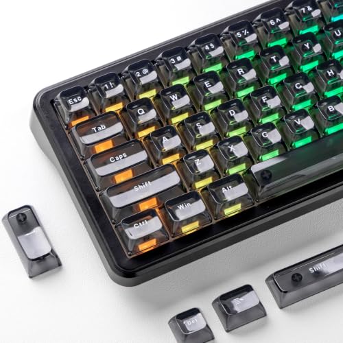 Image of dagaladoo Black Grey Jelly keycaps, Shine Through Keyboard caps Clear Set,Ice Crystal Translucent Key caps, Fit 60% 65% 75% 80% 100% Keyboard, RGB Backlight Compatible（ASA Profile ）
