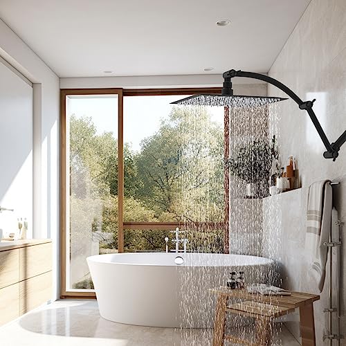Hibbent All Metal 16'' Shower Head Extension Arm, Matte Black - image 8