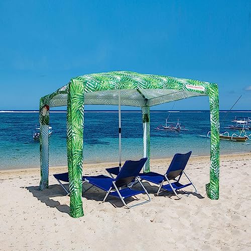 CoolCabana Beach Shade Tent - Easy Setup UPF 50+ Protection Large & Medium Sizes Compact & Wind Resistant - Beach Cabana for The Whole Family - Palms Medium