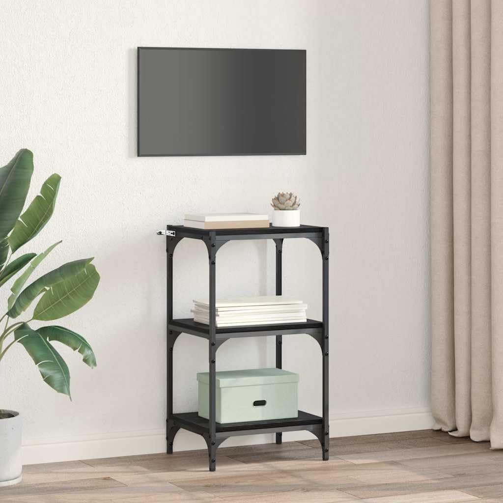 Regał na książki o wyglądzie czarnego dębu, 40 x 33 x 70,5 cm, materiał drewnopochodny, 3 półki, styl przemysłowy, do salonu, biura, sypialni