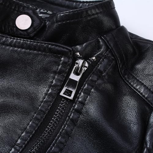 Toddler Kids Girls Boys Jacket Motorcycle Faux Leather Coats Fall Winter Zipper Outerwear Coat4