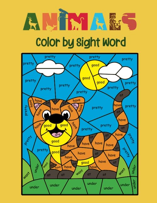 Color by Sight Word ANIMALS: Sight Words Coloring Book for Kids