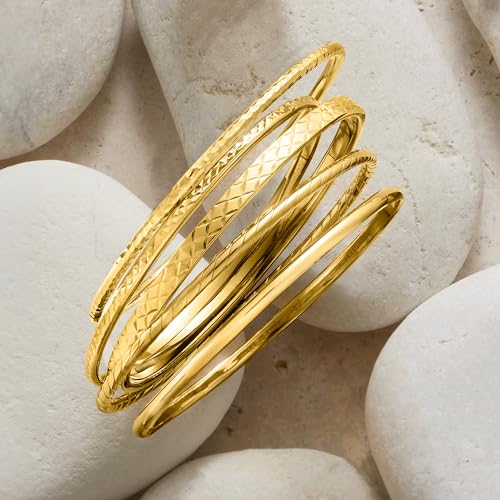 Ross-Simons 18kt Gold Over Sterling Jewelry Set: 5 Textured Bangle Bracelets3