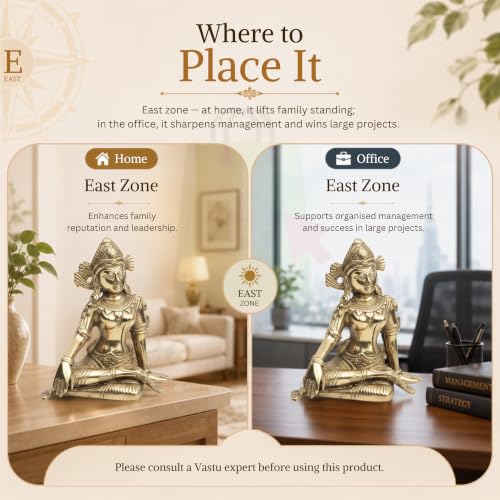 Image of Vastu Brass Indradev Ji Statue | Weight - 940gm Approx | Height - 5inch Approx | Vastu Remedy | Home & Office Decor | Indra Dev Idol for Vastu | Pack of 1