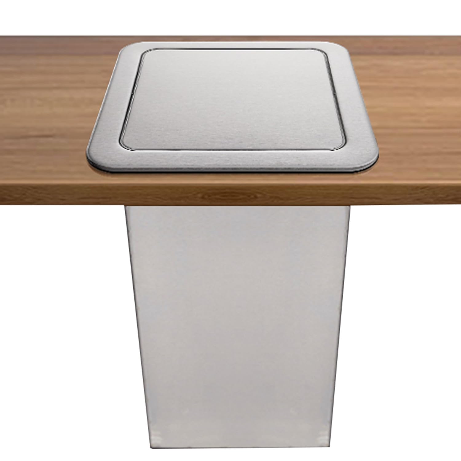 TIANQIHAO Integrated Stainless Steel Trash Can Lid, Built-In Countertop Waste Bin With Flip Top, Central Flexible Emptying Design,B3