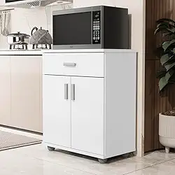 Aparador Bancada Estante Balcão Cozinha Base Micro Ondas Multiuso Mell Branco