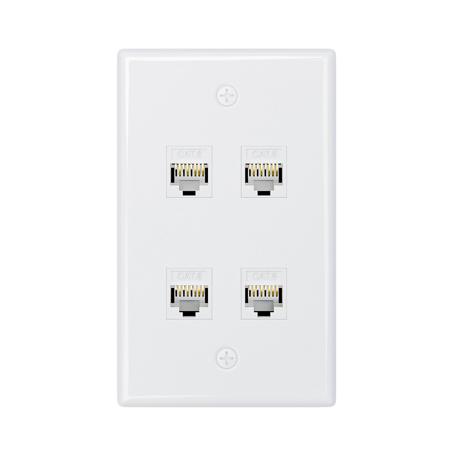 iwillink 1-Pack Cat6 Ethernet Wall Plate, 4-Port RJ45 Wall Plate, White