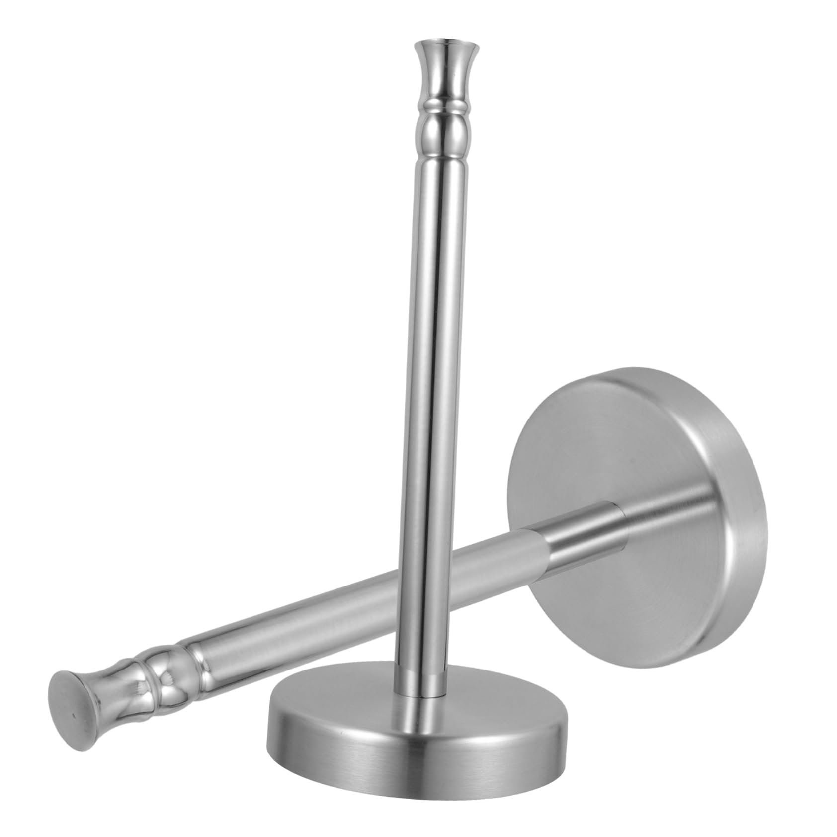 Portarotolo da Banco 2 Pezzi in Acciaio Inox Argento | Design Verticale, Accesso Comodo, per Rotolo Carta e Pellicola, Uso su Piano Cucina