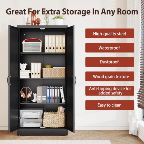 Image of PAOFIN 63 inch Black Metal Storage Pantry Cabinet