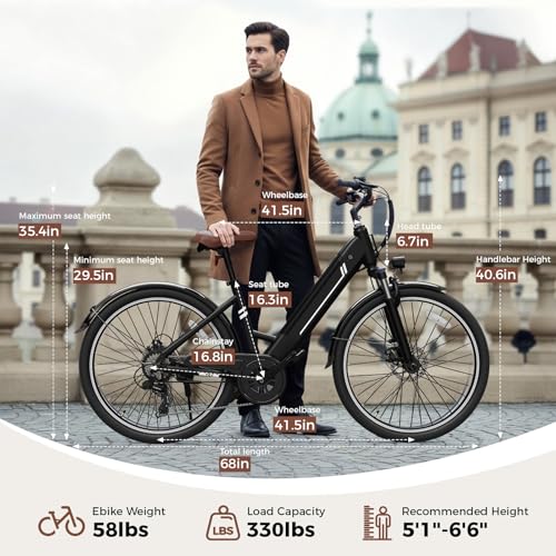 Jasion 26″ Electric Bike for Adults, Internal Removable