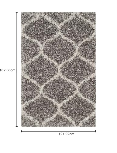 Image of Modern Plush Area Rectangular Rug For Bedroom Living Room Home Decor (4X6Feet, Grey|Ivory)