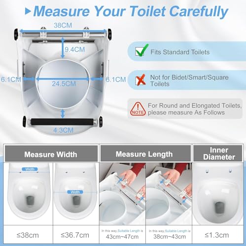 Image of Veayva Adjustable Toilet / Commode Seat Raiser With Lift Handles - 3 Adjustable Heights Raised Toilet Seat With Padded Arms For Handicapped - Medical Handicap Bathroom Safety Chair - 300 Lbs., White