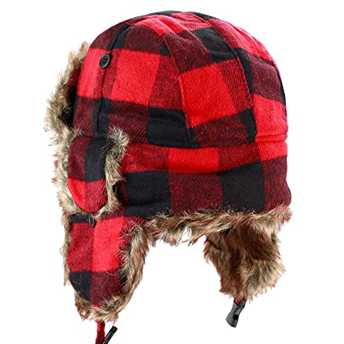 Image of Faux Fur Safety Reflective Aviator Trapper Hat Snow Ski Trooper Winter Cap