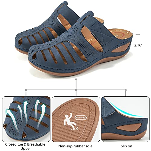 Image of HARENCE Clogs for Women Mules Shoes: Comfortable Dressy Closed Toe Platform Sandals 2026 Summer Casual Adjustable Slip On Walking Wedges