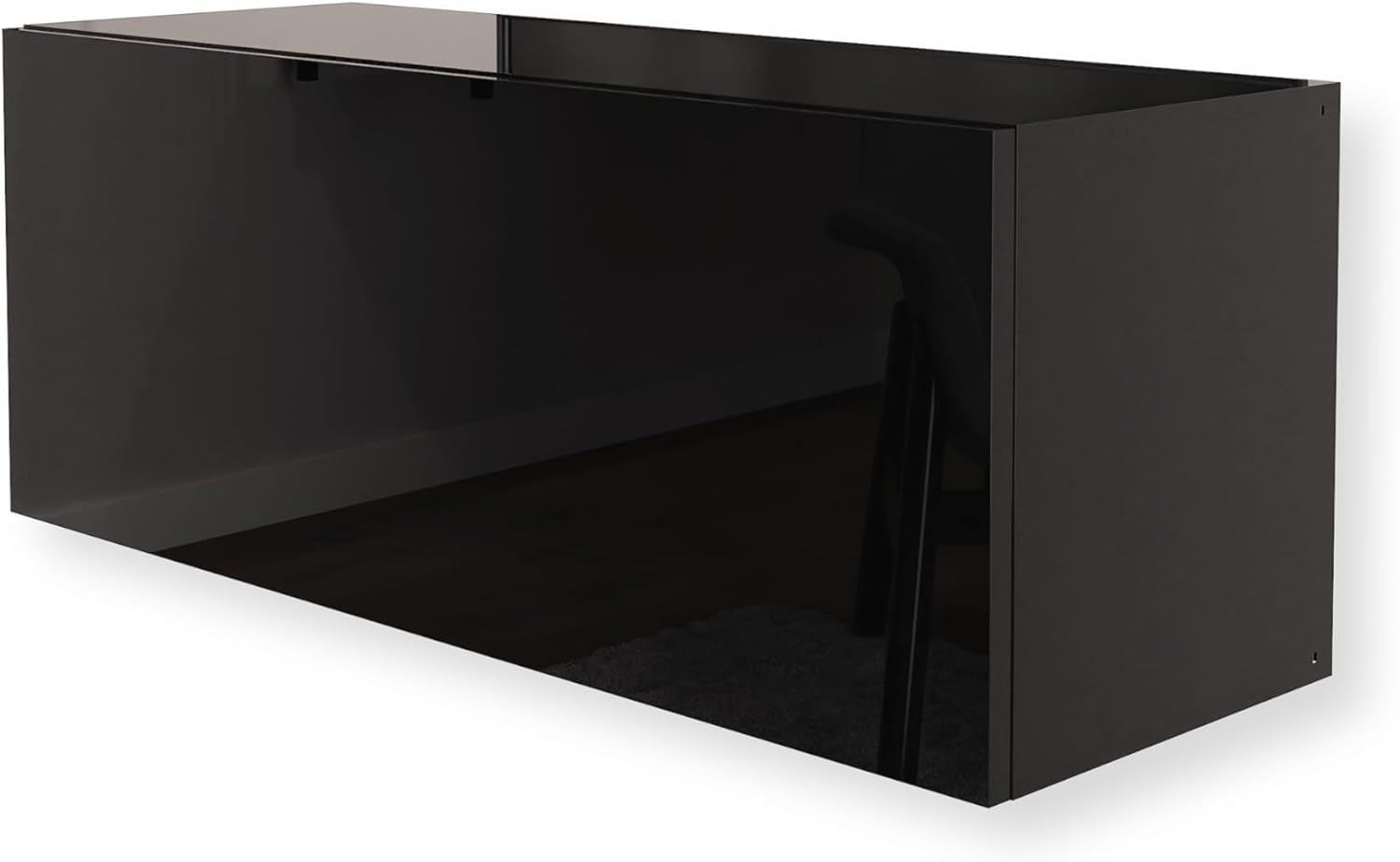 Armoire Murale Suspendue Noir Brillant 90x35x32 cm – Meuble de Cuisine Haut, Placard de Rangement, Étagère Murale Laquée, Meuble Haut de Cuisine en Finition Brillante