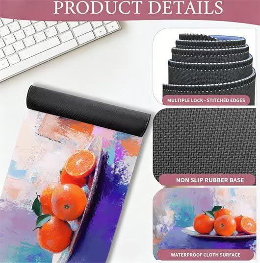 Podkładka pod mysz do gier Abstrakcyjna Podkładka pod mysz XXL Fruit 1400 x 600 x 3mm Poprawa precyzji i szybkości, podkładka pod mysz do gier antypoślizgowa gumowa podstawa, do dekoracji Burea DZ-107