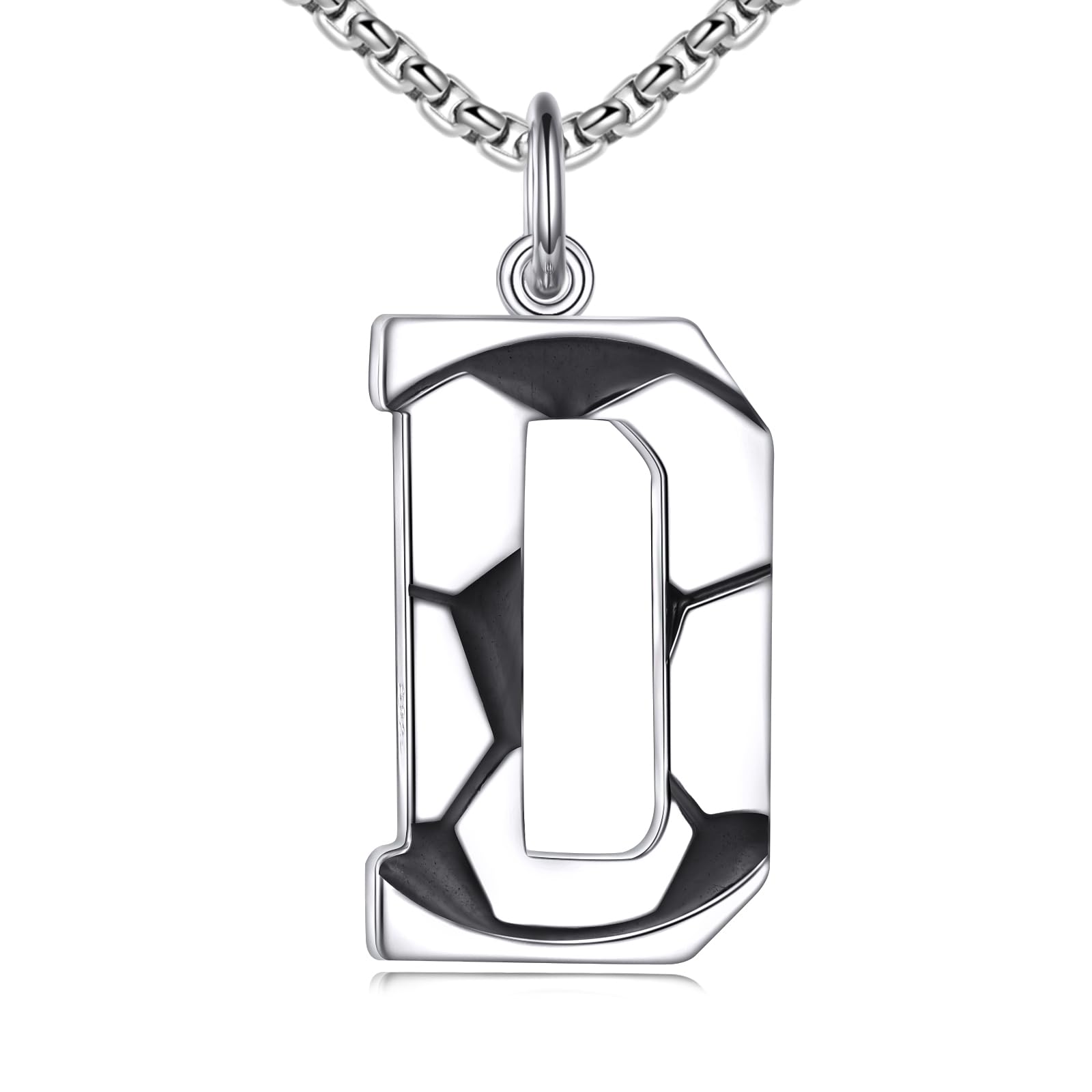 VONALA Collar de fútbol de plata de ley 925 con inicial A-Z para niños, collar con dije de fútbol con cadena de 50 + 5 cm, regalo personalizado de fútbol para hombres, mujeres, niños y niñas