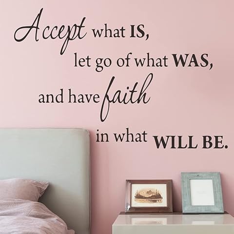 BooDecal Accept What is Let Go of What was and Have Faith Inspirational Wall Decals Quotes Word Wall Sticker Quotes Motivational Wall Decal Office Study Room Art Vinyl Wall Mural 16.1 in x 15.4 in Cover