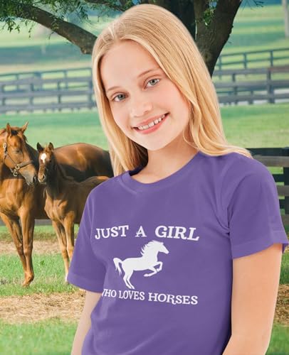 Tstars Horse Gifts A Girl Who Loves Horses Shirt Youth Equestrian Kids T-Shirt for Girls Who Ride or Love Ponies3