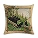 Nunubee Copridivano Inchiostro Bird Bear Series Fodere per Cuscini per Coppia Quadrati in Lino Decorazioni per la casa per Divano Camera da Letto No.5-45x45 CM