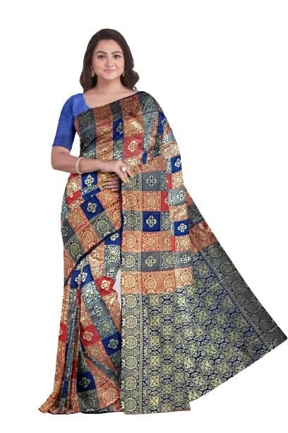 SeekingonMUSKAN CREATION Women's Printed Cotton 5.5 Meter Saree with Unstitched Blouse Piece (Multicolor)