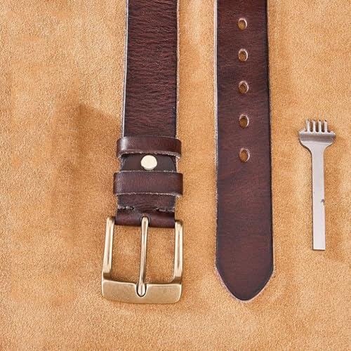 Men's Vintage Copper Pin Buckle Belt Top Layer Cowhide Lengthened Thickened Large Size Washable Durable Belt Gift2