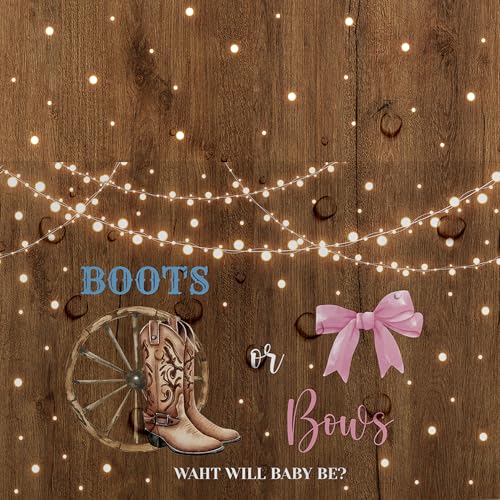 Image of Boots or Bows Gender Reveal Decorations Tablecloth, 3 Pack Disposable Cowboy Boots Pink Bows Boy or Girl Gender Reveal Party Supplies Tablecover for Baby Shower, 86in x 55in