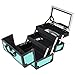 SHANY Chic Makeup Train Case Cosmetic Box Portable Makeup Case Cosmetics Beauty Organizer Jewelry storage with Locks, Multi trays Makeup Storage Box with Makeup Mirror - Turquoise
