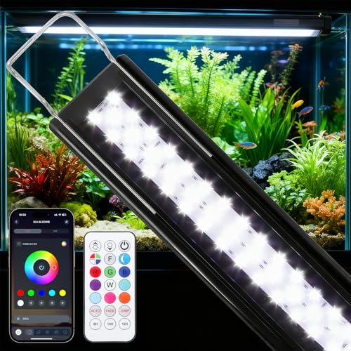 Full-Spectrum-Aquarium-Light-Fish-Tank-Light-with-APP-Remote-Timer-Control-for-Aquatic-Pet-Plants-Lovers-11In-Extendable-Fish-Tank-Lights-for-5-10-Gallon-Freshwater-Saltwater-Aquarium Full Spectrum Aquarium Light: Fish Tank Light with APP & Remote Timer Control for Aquatic Pet Plants Lovers - 11In Extendable Fish Tank Lights for 5-10 Gallon Freshwater Saltwater Aquarium - Image 1