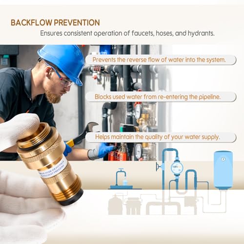 Replacement for Woodford 50HA-BR Backflow Preventer, Anti-Siphon Brass Vacuum Breaker for Models 22, 27, 30, 67, with 1 1/8”-18 special threads & 3/4” hose threads, Outdoor Faucets and Hydrants