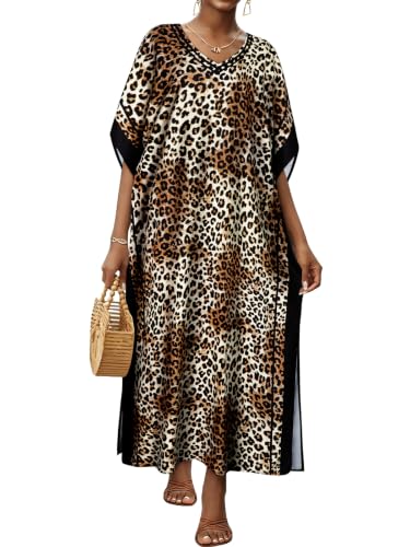 Image of Kaftan Dresses for Women V Neck Caftan Batwing Sleeve Swimsuit Cover Up