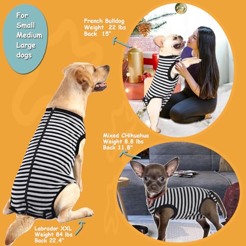 Dog-Surgical-Recovery-SuitSurgery-Female-Male-Dog-ShirtSpayNeuter-Recovery-ClothesZipper-Closure-Cotton-Striped-Wounds-Protect-SuitBlack-Striped-XS - Cucciolini Doodles   Dog-Surgical-Recovery-SuitSurgery-Female-Male-Dog-ShirtSpayNeuter-Recovery-ClothesZipper-Closure-Cotton-Striped-Wounds-Protect-SuitBlack-Striped-XS