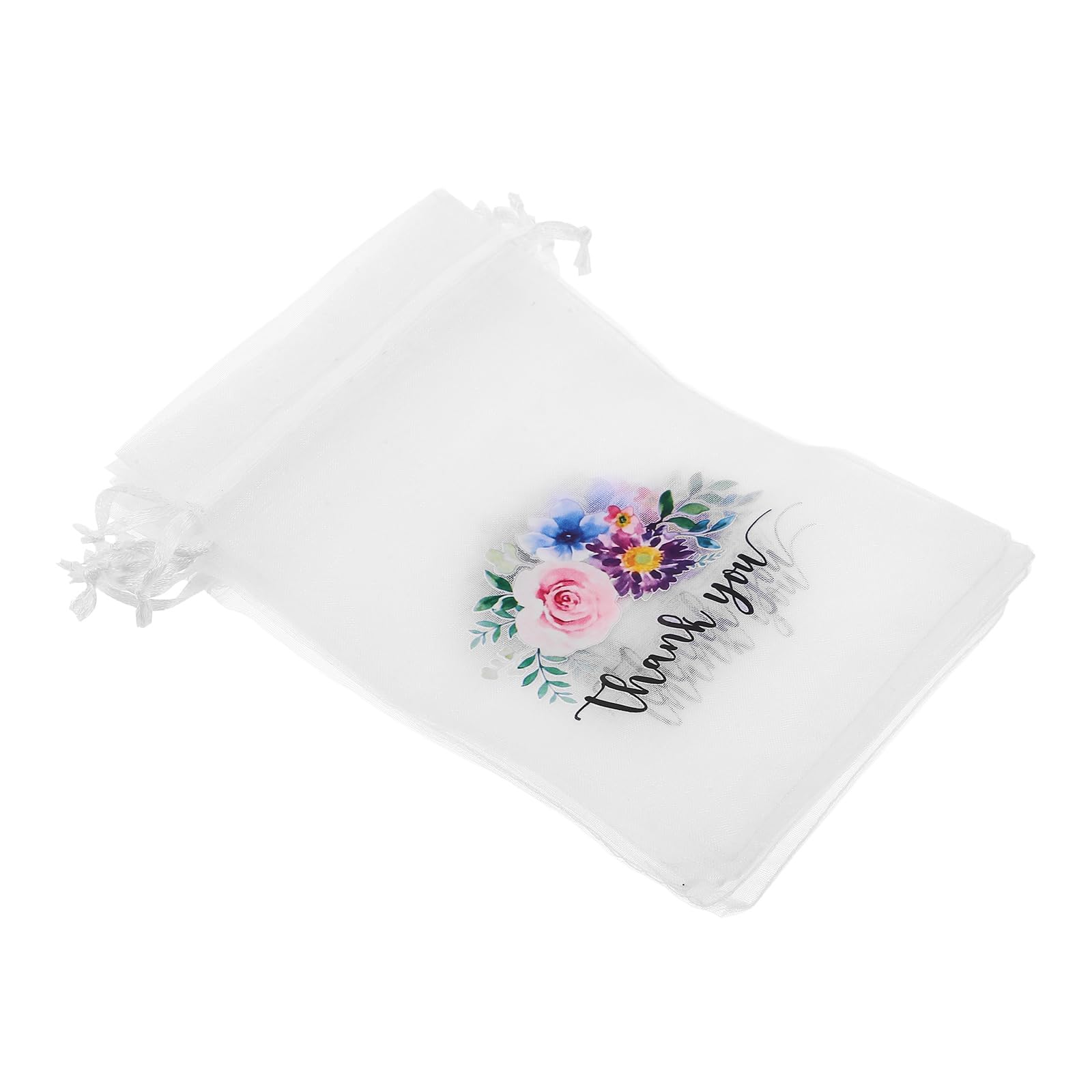 LUOZZY 10Pcs Lavender Sachet Pouches Small Lavender Organza Drawstring Bags Jewelry Candy Wrapping for Wedding Party Favor - 46Inch White